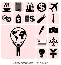Set of 17 business high quality symbols. Collection. Amazing desing. Vector Illustration.