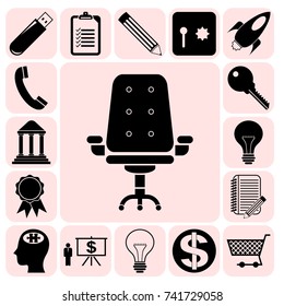 Set of 17 business high quality icons. Collection. Detailed design. Vector Illustration.