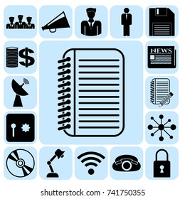 Set of 17 business high quality symbols. Collection. Flat design. Vector Illustration.