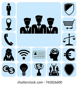 Set of 17 business high quality icons or symbols. Collection. Amazing desing. Vector Illustration.