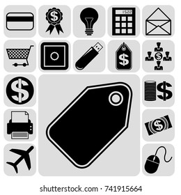 Set of 17 business high quality symbols or icons. Collection. Amazing desing. Vector Illustration.