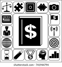 Set of 17 business high quality icons. Collection. Detailed design. Vector Illustration.