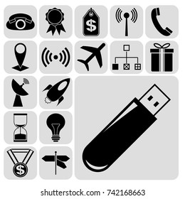 Set of 17 business high quality symbols. Collection. Detailed design. Vector Illustration.