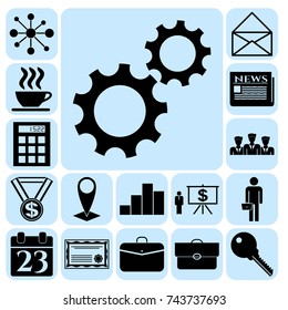 Set of 17 business high quality symbols. Collection. Detailed design. Vector Illustration.