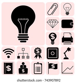 Set of 17 business high quality icons. Collection. Amazing desing. Vector Illustration.