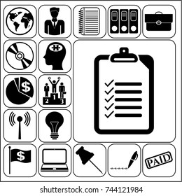 Set of 17 business high quality icons. Collection. Detailed design. Vector Illustration.