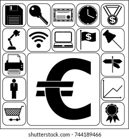 Set of 17 business high quality icons or symbols. Collection. Amazing desing. Vector Illustration.