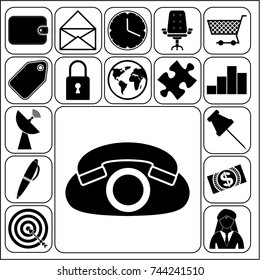 Set of 17 business high quality icons or symbols. Collection. Detailed design. Vector Illustration.