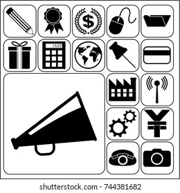 Set of 17 business high quality icons or symbols. Collection. Amazing desing. Vector Illustration.