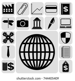Set of 17 business high quality icons or symbols. Collection. Amazing desing. Vector Illustration.