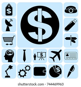 Set of 17 business high quality icons. Collection. Detailed design. Vector Illustration.