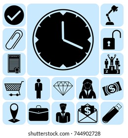 Set of 17 business high quality symbols. Collection. Amazing desing. Vector Illustration.