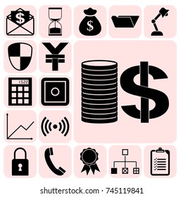 Set of 17 business high quality icons. Collection. Amazing desing. Vector Illustration.