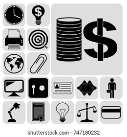 Set of 17 business high quality symbols. Collection. Amazing desing. Vector Illustration.