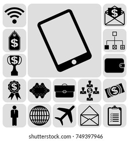 Set of 17 business high quality icons or symbols. Collection. Amazing desing. Vector Illustration.