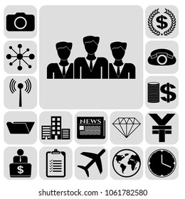 Set of 17 business icons. Collection. Detailed design. Vector Illustration.
