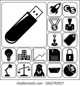 Set of 17 business icons. Collection. Detailed design. Vector Illustration.