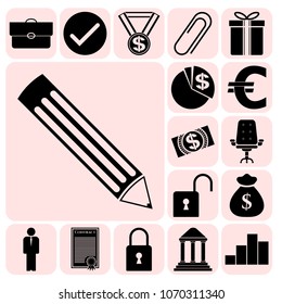 Set of 17 business icons. Collection. Flat design. Vector Illustration.