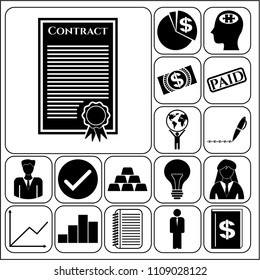  Set of 17 business icons. Collection. Flat design. Vector Illustration.