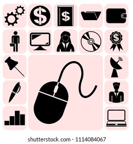  Set of 17 business icons. Collection. Flat design. Vector Illustration.
