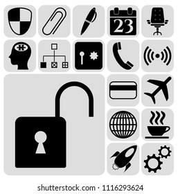 Set of 17 business icons. Collection. Detailed design. Vector Illustration.