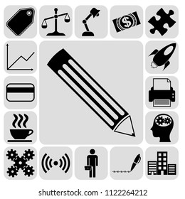 Set of 17 business icons. Collection. Flat design. Vector Illustration.
