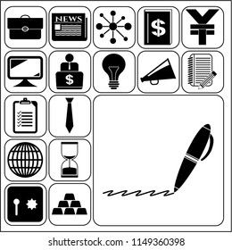 Set of 17 business icons. Collection. Detailed design. Vector Illustration.