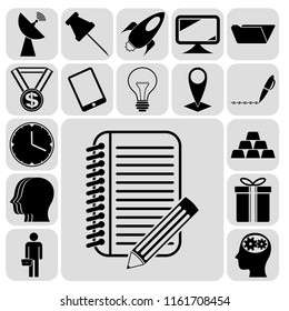 Set of 17 business icons. Collection. Detailed design. Vector Illustration.