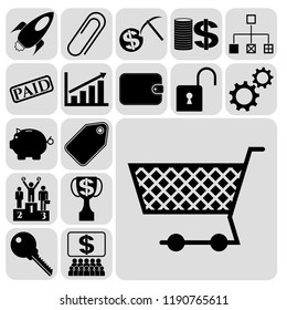 Set of 17 business icons. Collection. Detailed design. Vector Illustration.