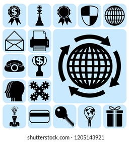 Set of 17 business icons. Collection. Flat design. Vector Illustration.