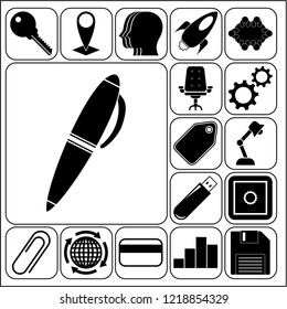 Set of 17 business icons. Collection. Flat design. Vector Illustration.