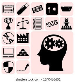 Set of 17 business icons. Collection. Flat design. Vector Illustration.