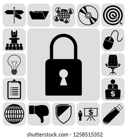 Set of 17 business icons. Collection. Flat design. Vector Illustration.