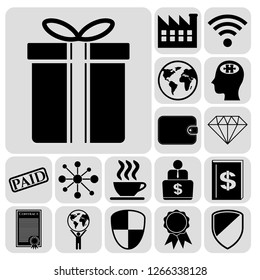 Set of 17 business icons. Collection. Flat design. Vector Illustration.