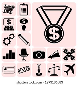 Set of 17 business icons. Collection. Detailed design. Vector Illustration.