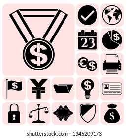 Set of 17 business icons. Collection. Flat design. Vector Illustration.