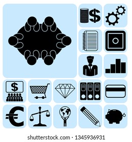Set of 17 business icons. Collection. Flat design. Vector Illustration.