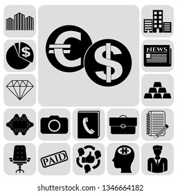 Set of 17 business icons. Collection. Detailed design. Vector Illustration.