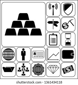 Set of 17 business icons. Collection. Flat design. Vector Illustration.