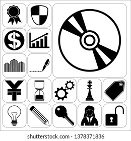 Set of 17 business icons. Collection. Flat design. Vector Illustration.