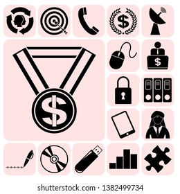 Set of 17 business icons. Collection. Flat design. Vector Illustration.
