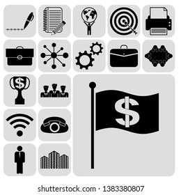 Set of 17 business icons. Collection. Detailed design. Vector Illustration.