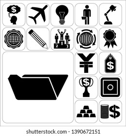 Set of 17 business icons. Collection. Flat design. Vector Illustration.