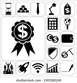 Set of 17 business icons. Collection. Flat design. Vector Illustration.