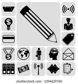Set of 17 business icons. Collection. Detailed design. Vector Illustration.