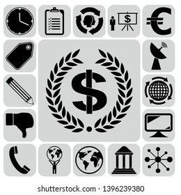 Set of 17 business icons. Collection. Flat design. Vector Illustration.