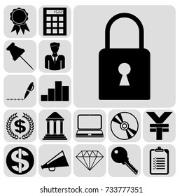Set of 17 business icons. Collection. Flat design. Vector Illustration.