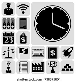 Set of 17 business icons. Collection. Detailed design. Vector Illustration.