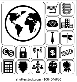  Set of 17 business icons, high quality. Collection. Flat design. Vector Illustration.