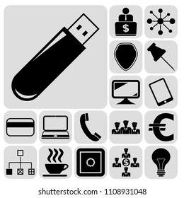  Set of 17 business icons, high quality. Collection. Amazing desing. Vector Illustration.